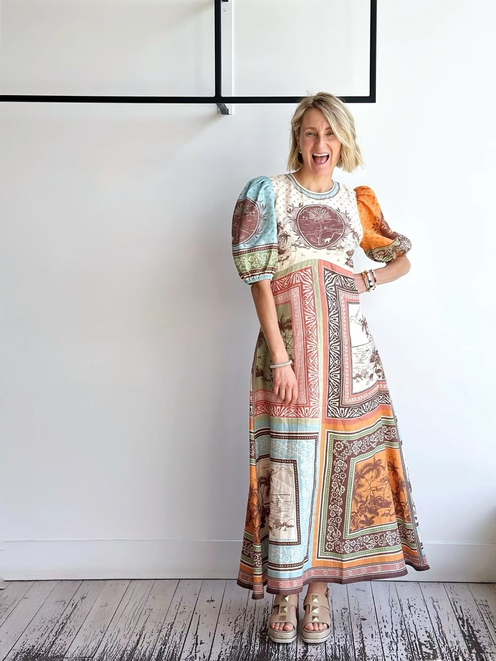 ALEMAIS Alberta Midi Dress Printed Patchwork Midi Dress, 2 4 6 - Picture 9 of 10